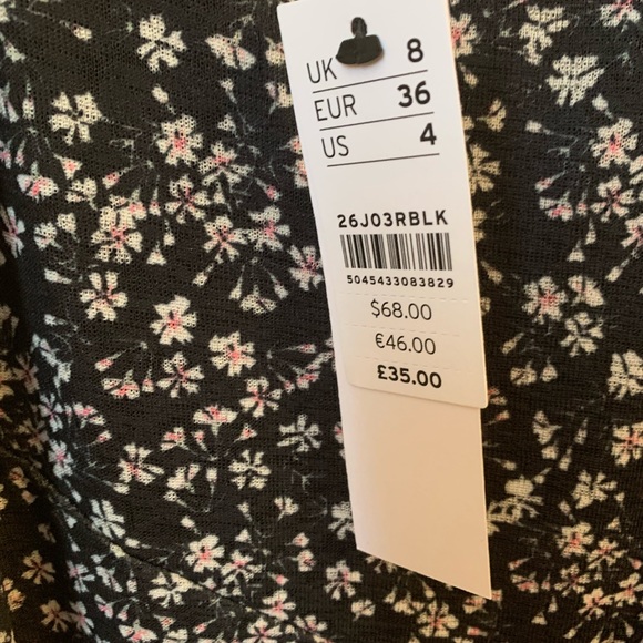 Navy dainty flower print spaghetti strap dress, petite size 4 - Picture 6 of 8